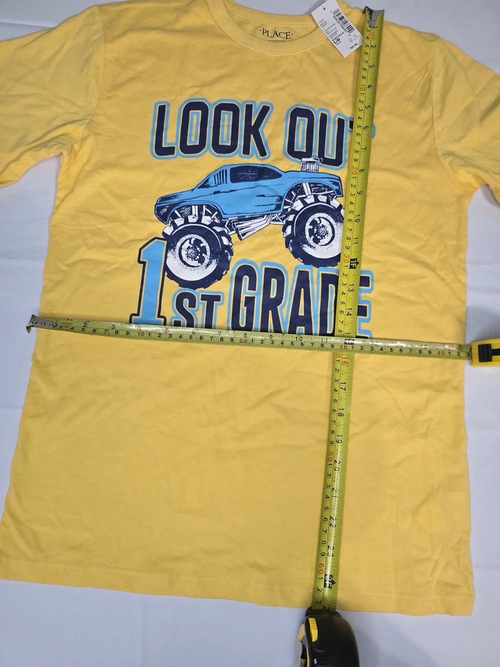 The Children's Place Boy's Yellow 'Look Out 1st Grade'‎ Monster Truck Tee NWT